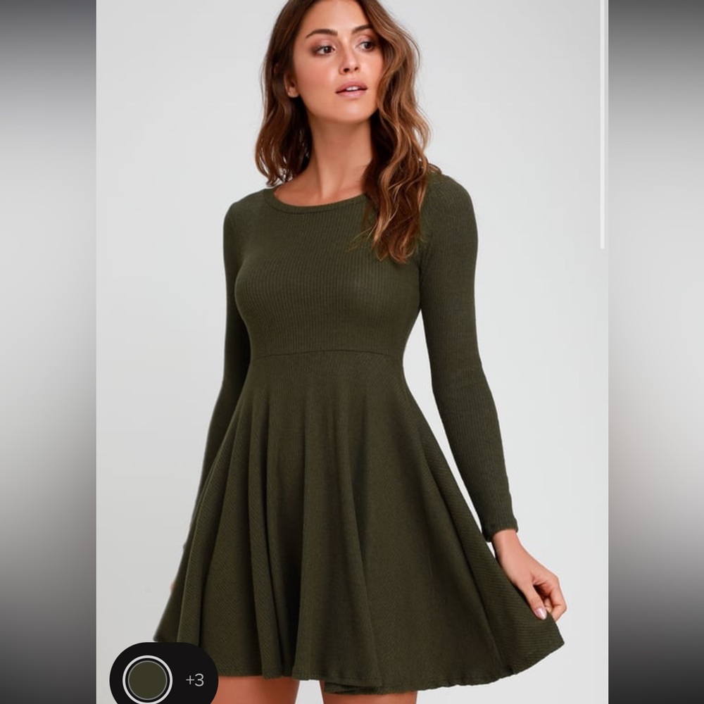 Ribbed Long Sleeve Skater Dress
